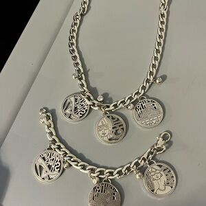 Women’s Silver Brighton reversible fashion necklace and bracket charm set